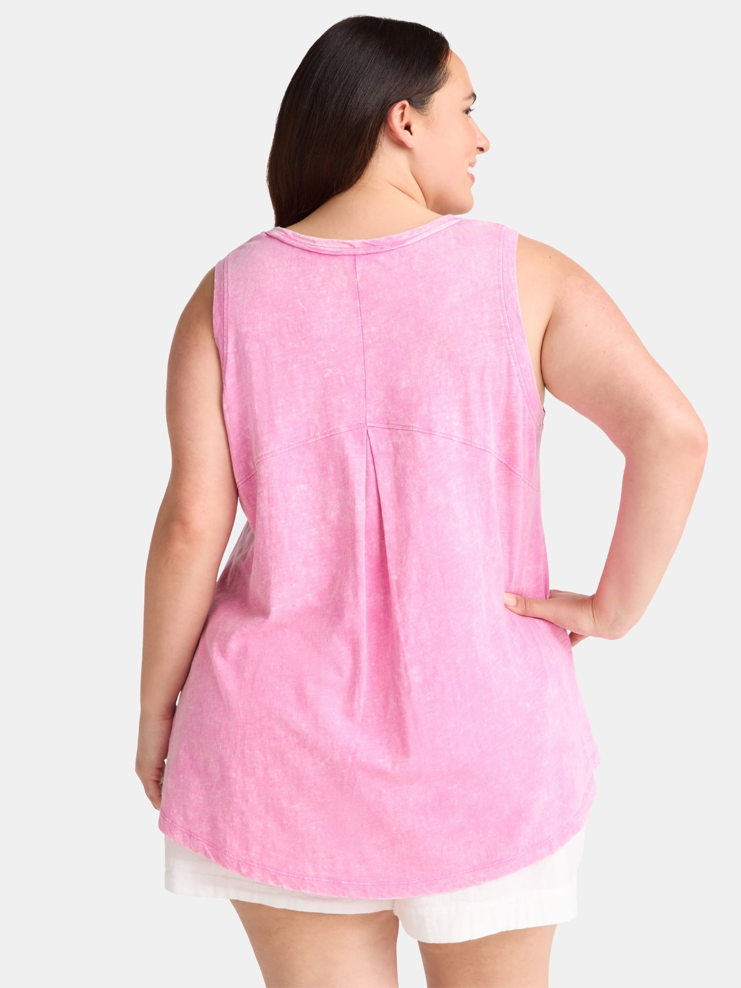 Terra & Sky Women's Plus Slub Cotton Swing Tank Top, Sizes 0X-5X