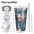 thumbnail image 4 of 16oz Tumblers Dark Blue Christmas Santa Pattern Stainless Steel Vacuum Insulated Double Wall Travel Tumbler Cups Mug with Lid and Straw,Cleaning Brush for Coffee,Tea, 4 of 4