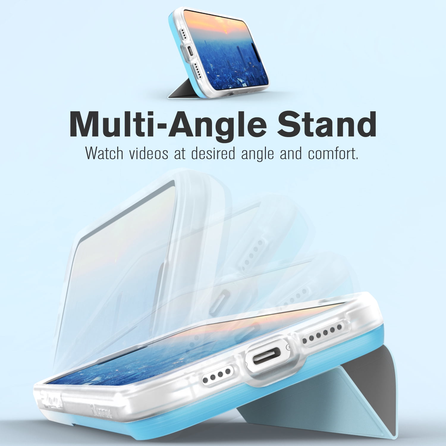 Vena vCommute for Apple iPhone 16 Pro Max Wallet Case, iPhone 16 Pro Max Case with Leather Stand Card Holder [Military Grade Drop Protection] - Pastel Blue