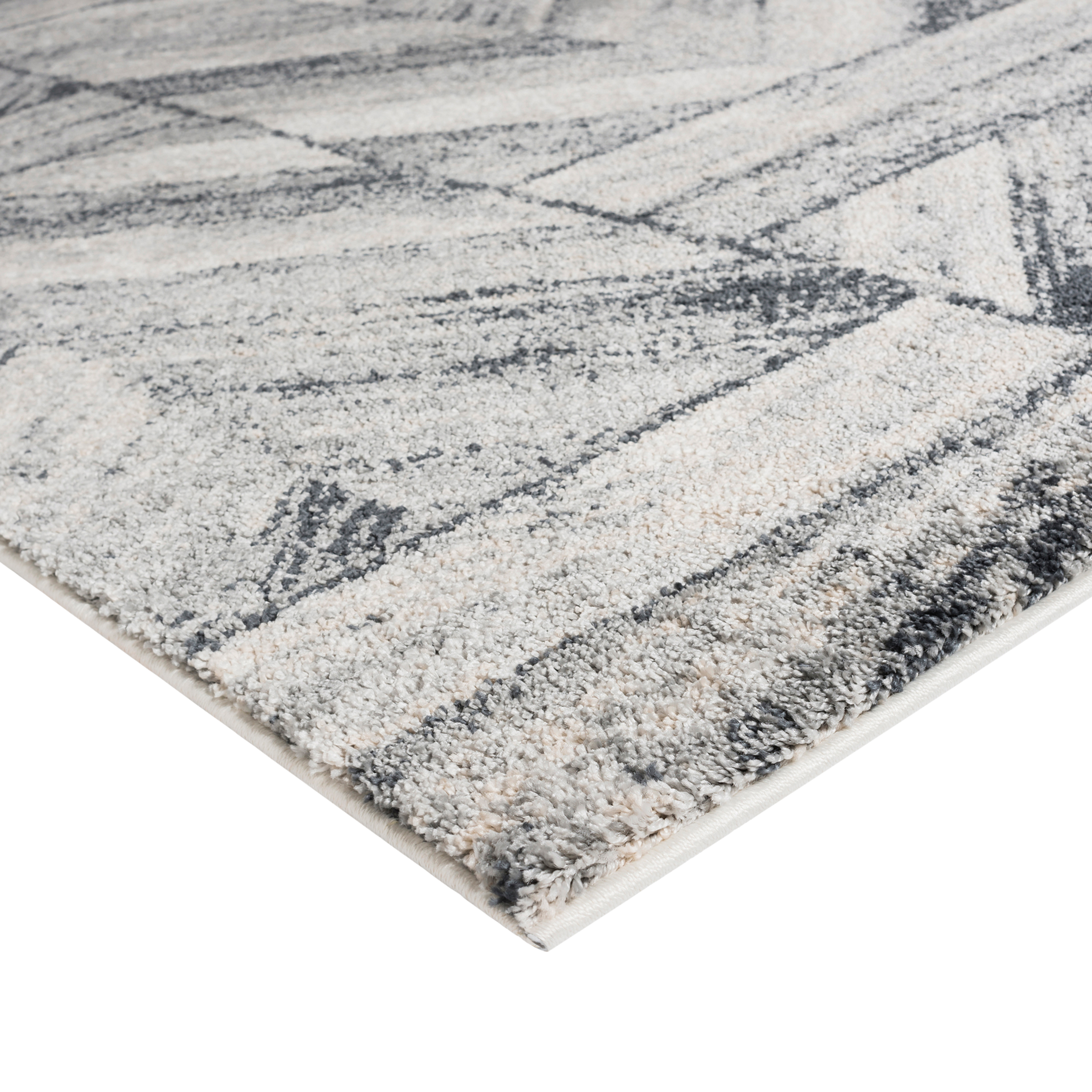 VCNY Home Ryder Modern Grey Ivory Blue Geometric Frise Area Rug, 8' x 10'