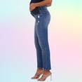 thumbnail image 3 of Savi Parker Women's Maternity Jeans Under The Belly – Comfy Stretch Straight Leg Distressed Maternity Jeans - 29" Inseam (M, Marina Wash), 3 of 7
