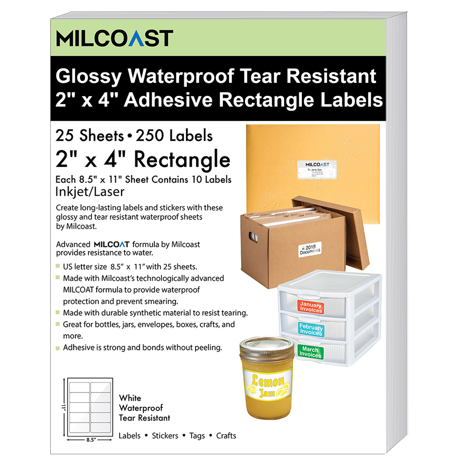 Milcoast Glossy White Waterproof Tear Resistant White Blank Adhesive 2