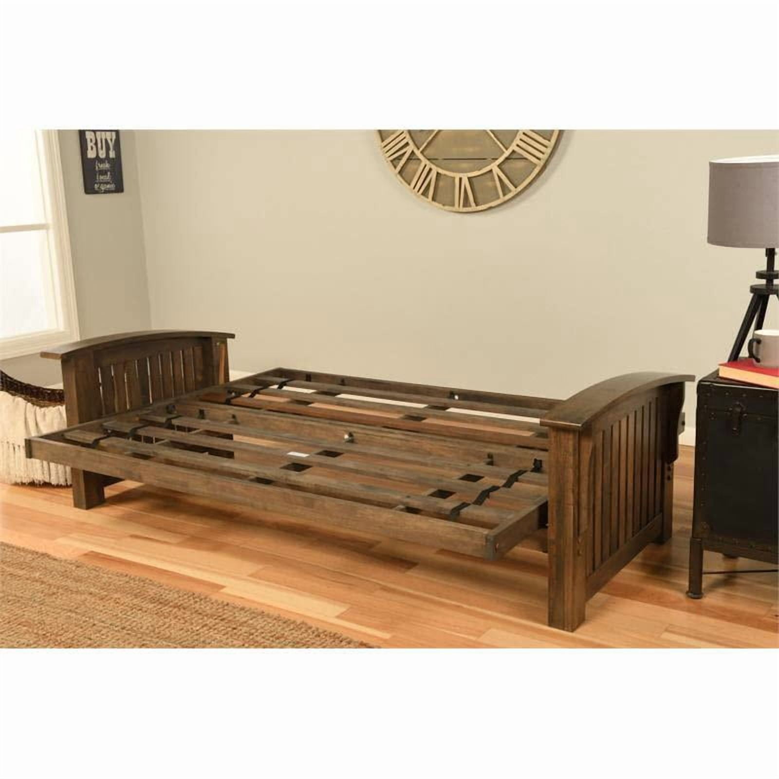 Kodiak Furniture Washington Queen-size Wood Futon- Linen Charcoal Gray Mattress