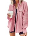 thumbnail image 3 of DuoJiaJ Women's Long Sleeve Lapel Shirt,Irregular Pocket Splicing Casual Blouse,S, 3 of 5