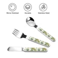 thumbnail image 3 of Uemuo Green Hawaii Palms Print Children's Knife, Fork And Spoon Set - Kids’ Knife Fork Spoon - Stainless Steel Kids Silverware Set - Metal Kids Cutlery Set, 3 of 8
