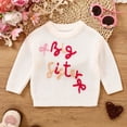 thumbnail image 2 of Staki Sweatshirts for Girls Girls Sweaters Cotton Cute Kids Sweater Crew Neck Holiday Pullover(White,0-6 Months), 2 of 7