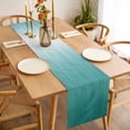 thumbnail image 3 of Table Runner 60 Inches Long for Kitchen Dining, Teal Green Ombre Dresser Scarf Farmhouse, Dining Table Decorations for Wedding/Parties, Contemporary Gradient Abstract Art 13 x 60 In, 3 of 8