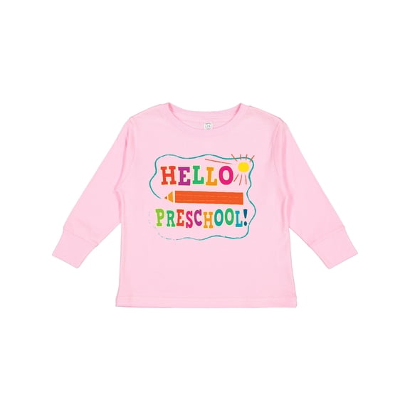Inktastic Hello Preschool 1st Day of School Boys or Girls Long Sleeve Toddler T-Shirt