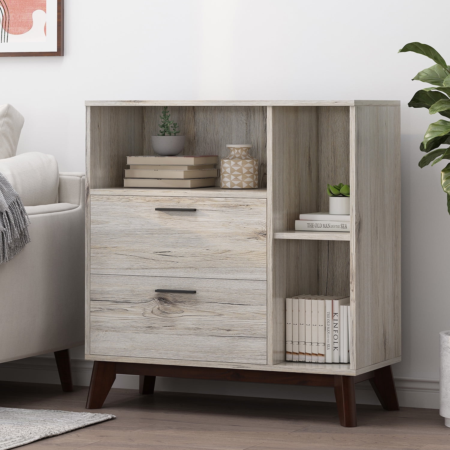 GVN White Accent Cabinet, Faux Wood Strength, Resistant to Moisture, Ideal for Entryway/Bedroom GVN White Accent Cabinet, Faux Wood Strength, Resistant to Moisture, Ideal for Entryway/Bedroom