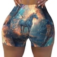 thumbnail image 2 of Balery Forest Lake White Horse Printed Workout Shorts for Women Seamless Scrunch Short Gym Yoga Running Sport Active Exercise Fitness Shorts-Small, 2 of 8
