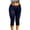 Navy 02, variant on Karymi Biker Shorts Women Solid High Waist Split Hem Capri Leggings, Stretch Slim Fit Knee Length Cropped Yoga Pants, Seamless Bodycon Athletic Trousers Jean Shorts