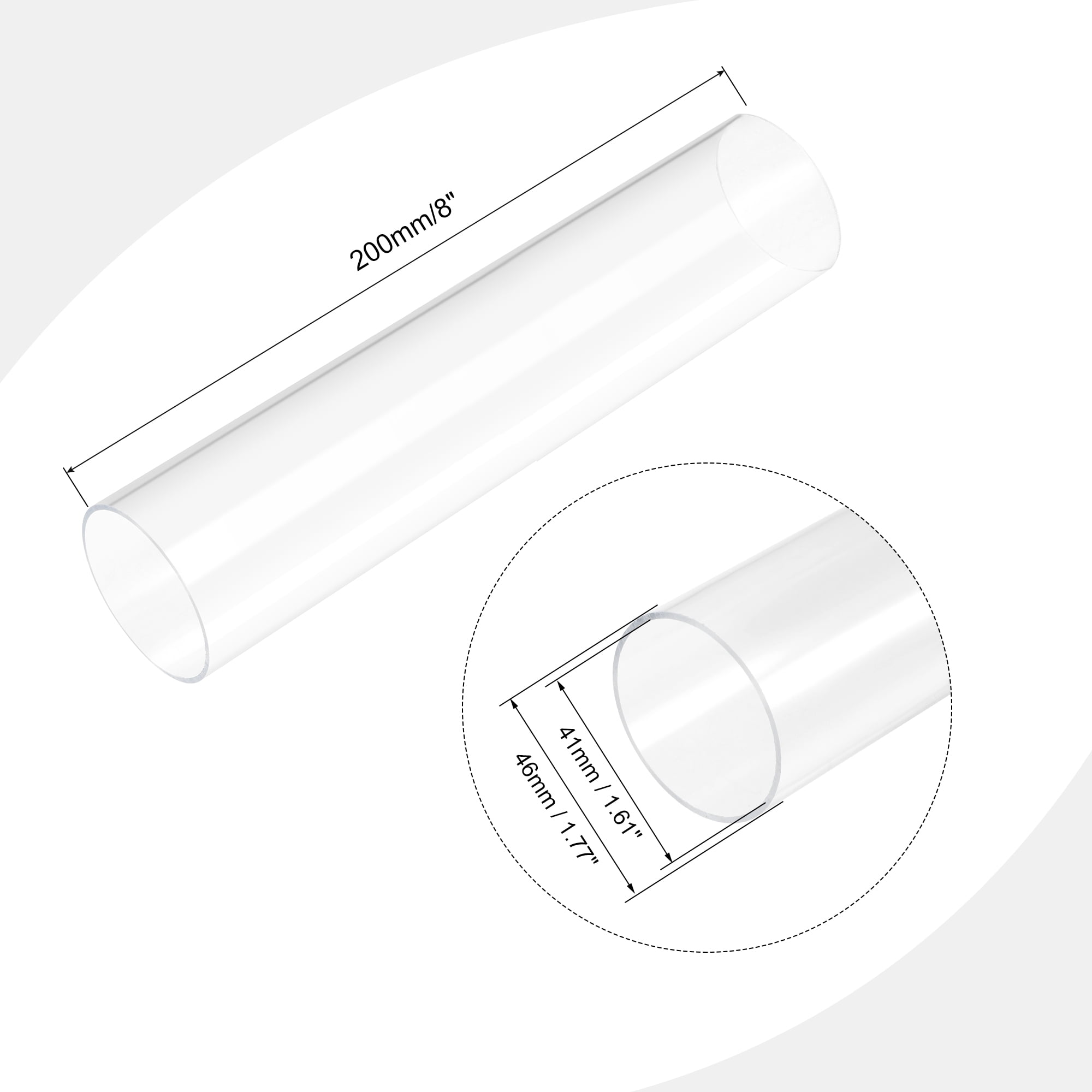Unique Bargains Acrylic Pipe Rigid Round Tube Clear 41mm ID 45mm OD 200mm