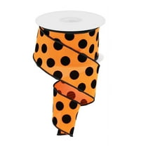 Orange & Black Halloween Polka Dot Ribbon - 2 1/2" x 10 Yards, Wired Edge, Fall Decor, Autumn Wreath, Thanksgiving, Decorations