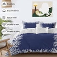 thumbnail image 5 of Sea White Coral Full Size Comforter Set, Marine Blue Background Modern Art Bedding for All Seasons, 4 Pcs Bed Set, 1Quiltcover (86"x86") ,1Sheet(80"x116"), 2Pillowcases (30"x20"), 5 of 9