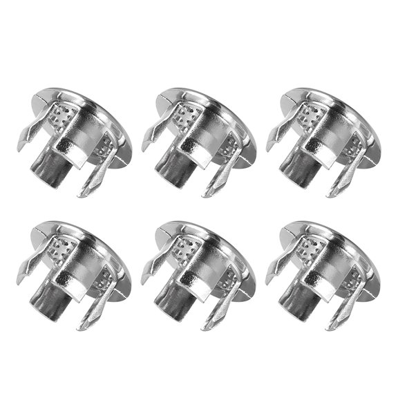 Uxcell Insert Overflow Covers Plastic Chrome Plated for Bathroom Kitchen Mesh Hole Silver 0.87" x 0.63" 6pcs