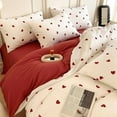 thumbnail image 5 of Heart Duvet Cover Queen 3 Pieces Romantic Girls Cute Bedding Set Red Love Heart Duvet Cover with 2 Pillowcases 100% Microfibre White, 5 of 5
