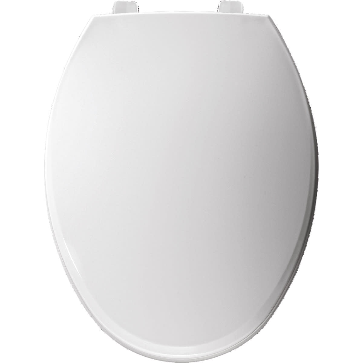 Bemis Elongated Hospitality Plastic Toilet Seat in White with STA-TITE Commercial Fastening System