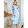 thumbnail image 4 of Nightgowns for Women Deep V Neck Comfy Sleepwear Loungewear,Floral Print House Dresses Long Sleeve Sleep Dress Nightshirt Sleepwear,Full -Length Asymmetric Plus Size Pajama Dress,S-2XL Moon Stary, 4 of 7