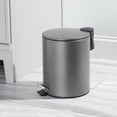 thumbnail image 2 of mDesign Round Metal 1.3 Gallon Step Trash Can - Lid, Removable Liner - Dark Gray, 2 of 7