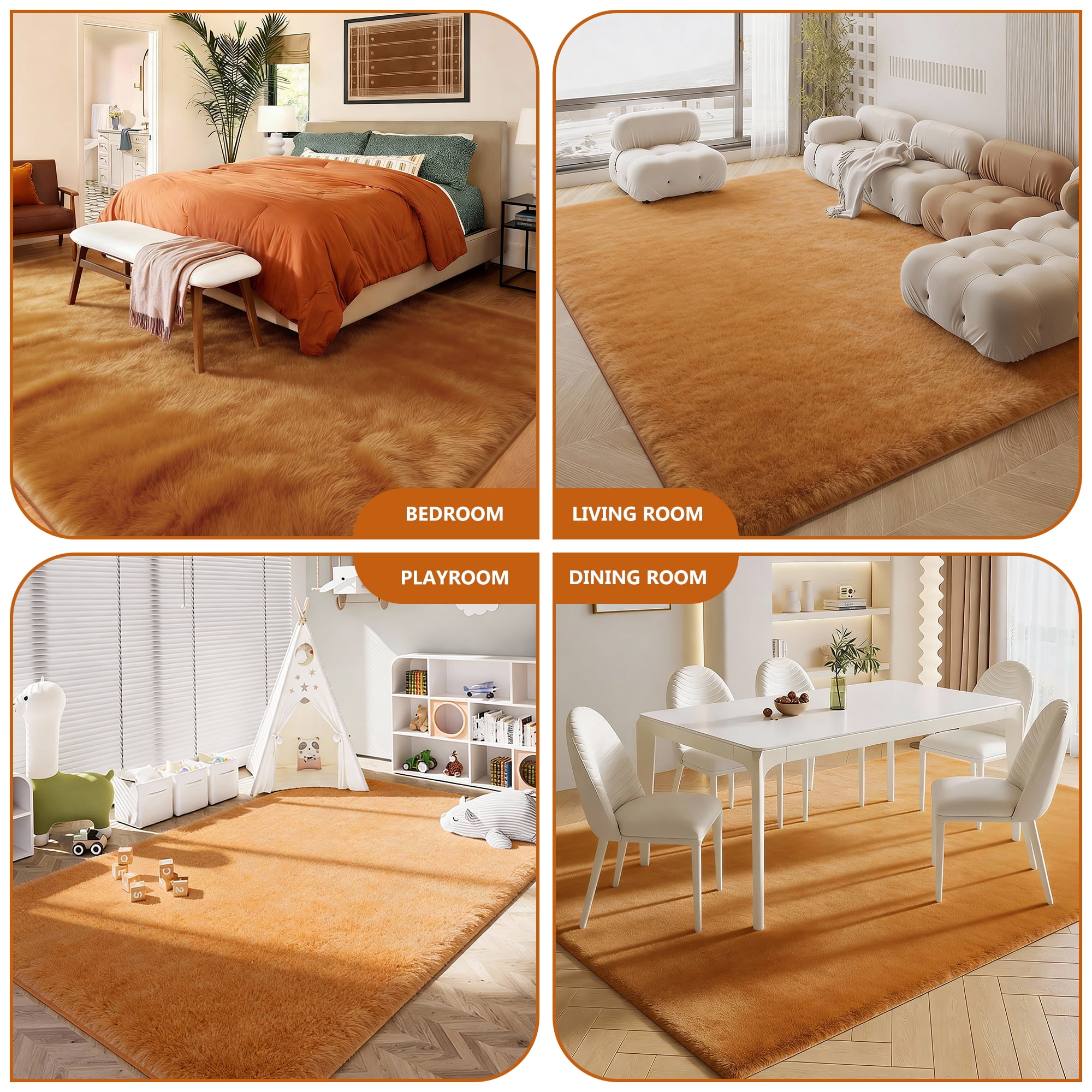 Pentantan Shag Area Rugs, 9ft x 12ft Soft Fluffy Indoor Carpet for Living Room Bedroom Decor, Light Brown