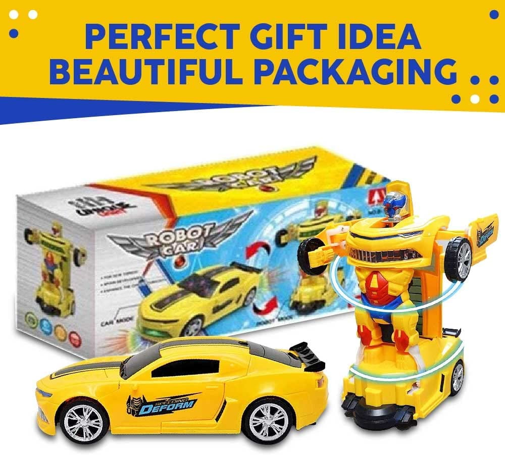 Toysery Robot Transforming Car - bumblebee transformer Car with Realistic Engine Sounds, LED Lights | Car Robot Transformer | Car Robot toys - Walmart.com