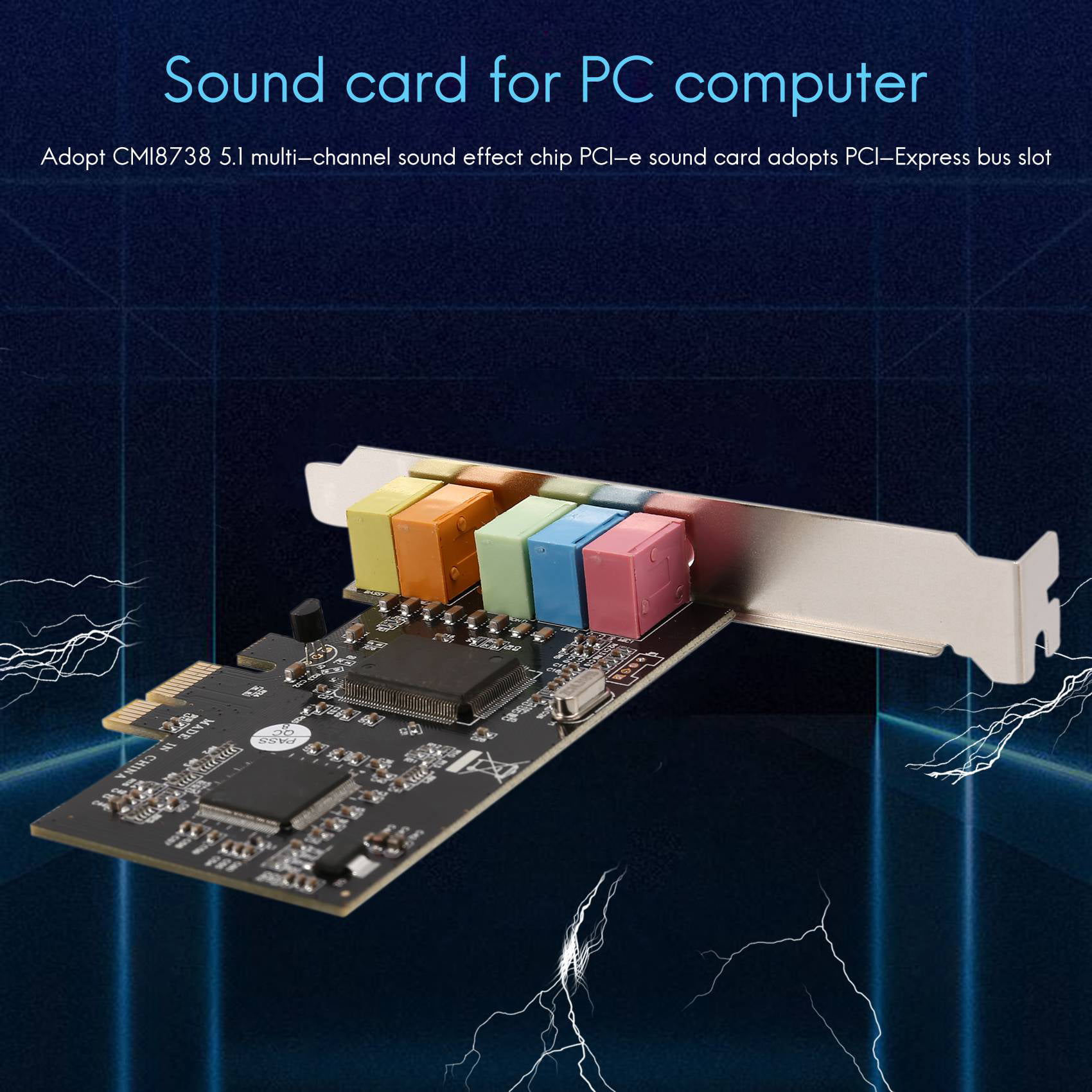 Tarjeta de sonido, 120dB PCI Plug and Play Tarjeta de sonido Canal 4.1 para  computadora de escritorio interno Audio Karte Stereo Surround CMI8738