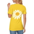 thumbnail image 4 of Htigea Women's Sunflower T-Shirts Cute Short Sleeve Crew Neck Tops Casual Loose Fit Tees Yellow S, 4 of 5
