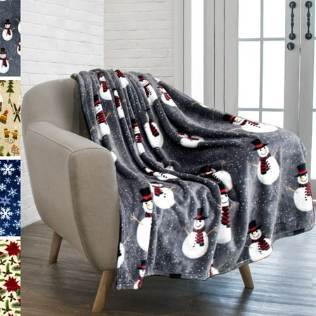 PAVILIA Christmas Snowman Throw Blanket | Grey Christmas Fleece Blanket | Soft, Plush, Warm Winter Cabin Throw, 50x60 (Grey (Best Blankets For Winter In India)