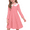 Pink, variant on Oudiya Kids Navy Blue Vintage Long Sleeve T-Shirt Dress with Peter Pan Collar for girls 4-13 Years