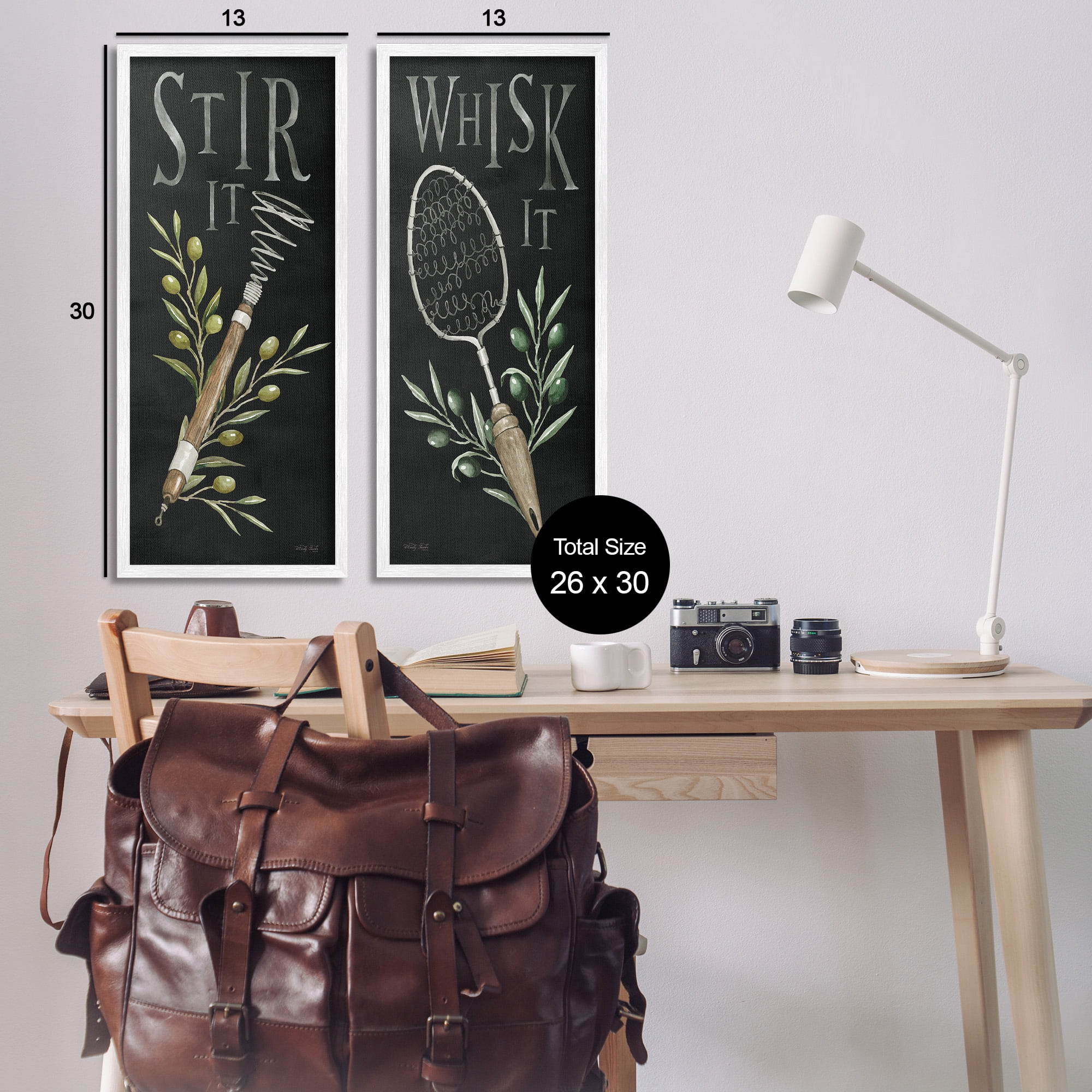 Stupell Industries Vintage Kitchen Phrases Botanical & Floral Painting White Framed Art Print Wall Art, 13 x 30, Set of 2