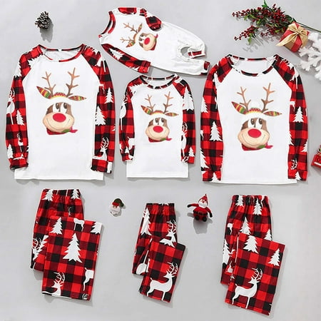 

Christmas Pajamas for Family 2022 Cute Reindeer Print Family Christmas Pjs Matching Sets Xmas Holiday Sleepwear Set