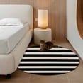 thumbnail image 3 of Black Beige Striped Large Area Rugs for Bedroom Living Room, Soft Non Slip Carpet Bedside Rug, Vintage Geometric Line Simple Round Floor Cover Kitchen Accent Rug 3' for Dining Room/Office, 3 of 9