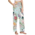 thumbnail image 2 of FORMRS Women's Pajama Pants with Pockets Soft Comfy Loungewear Sleep Bottom, Sizes S-2XL, Green Floral Cranes Pattern, 2 of 8