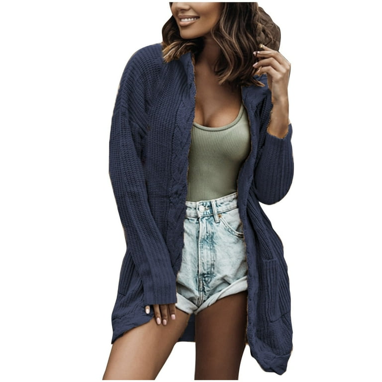 qolati Hooded Cardigans for Women 2023 Fall Winter Long Sleeve