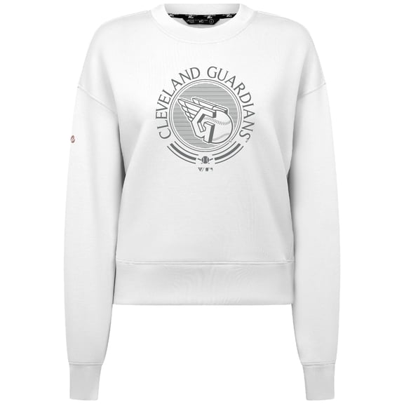 Women's Levelwear White Cleveland Guardians Sponge Tri-Blend Grain Sweatshirt