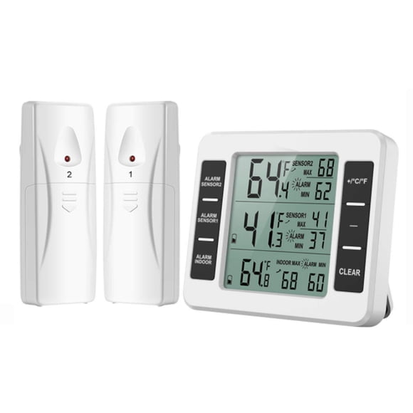Yuarrent Home Hotel Pantalla digital Termómetro inalámbrico Botón de sala de estar Medidor de temperatura de funcionamiento Medidor de temperatura del Accesorios para electrodomésticos