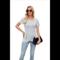 thumbnail image 2 of Blusas Lisas de Cuello Redondo y Corta para Mujer, 2025, Nuevas Blusas Holgadas y Bonitas de Verano, Color Gris, Talla S, 2 of 10