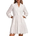 thumbnail image 1 of Vestido PRETTYGARDEN para mujer, primavera 2025, manga larga, blanco, 1 of 9