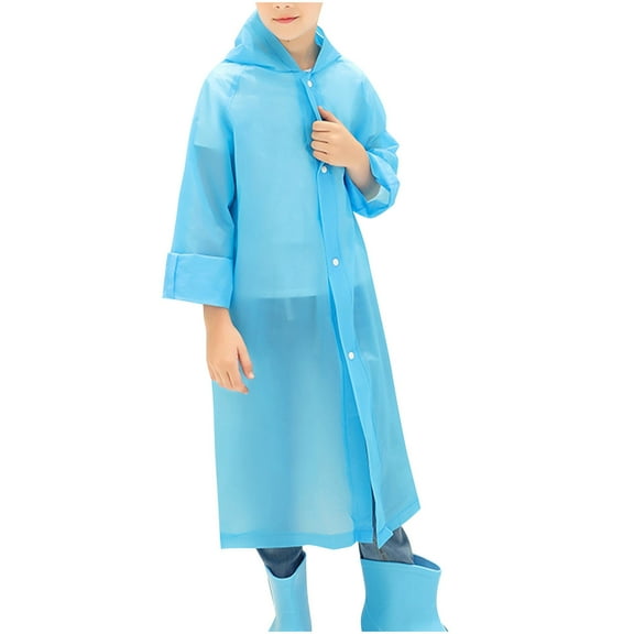 Pitauce Rain Ponchos Raincoats for Kids, Portable Reusable Boys Girls Rain Jackets with Hood for Hiking Camping Outdoor