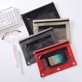 thumbnail image 1 of Estuche para lápices de 3 anillas, paquete de 4 estuches para lápices con cremallera, doble bolsillo y ventana de malla, estuche doble transparente con doble cremallera (negro, rojo, caqui, gris). Rojo Verde, 1 of 5
