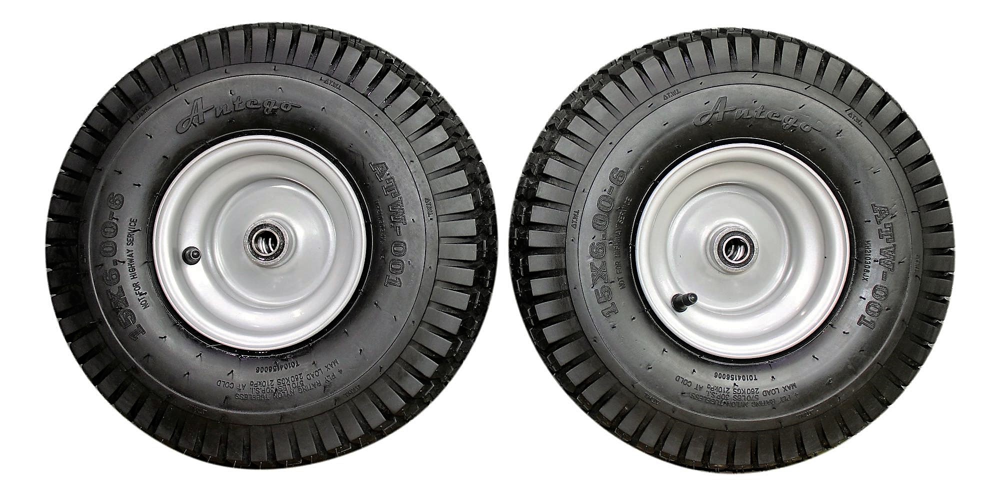 Antego Tire & Wheel Bad Boy 11x6.00-5 Pneumatic Tire Assemblies – Set Of 2, Rubber & Steel