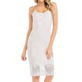thumbnail image 1 of Women Sling Lace Stitching Hem U Neck Solid Color Midi Dress, 1 of 5