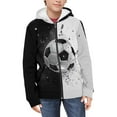 thumbnail image 3 of Uourmeti White&Black Soccer Teens Casual Zip Up Hoodie Long Sleeve Soft with Pockets Comfy Trendy Top for Daily Use Size 10-12, 3 of 6