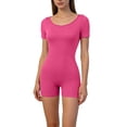 thumbnail image 1 of Yigetop Combinaison de Sommeil Extensible Col Rond Manches Courtes Côtelée Ajustée Confortable Quotidienne Décontractée Maison & Extérieur Pyjama Combinaison Rose G, 1 of 5