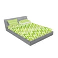 thumbnail image 2 of Lime Green Fitted Sheet & Pillow Sham Set, Chevron Traditional Zig Zag Pattern with Symmetric Lines Tribal Modern Pattern, Decorative Printed 6 Piece Bedding Decor Set, King, Pale Green, by Ambesonne, 2 of 3