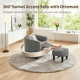 thumbnail image 5 of Tappio Swivel Accent Chair with Ottoman, 360 Swivel Velvet Barrel Chair Modern Armchair Sofa, Upholstered Reading Chair with Footrest for Living Room Bedroom Study Room, Gray, 5 of 8