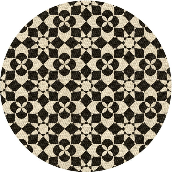 Ahgly Company Machine Washable Indoor Round Transitional Midnight Gray Area Rugs, 8' Round