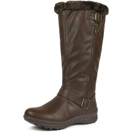 

Dream Pairs Women s Winter Fully Lined Zipper Closure Snow Knee High Boots Rabbit RABBIT BROWN/PU Size 7