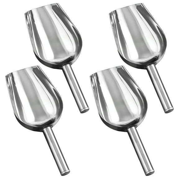 4 PCS Stainless Steel Ice Scoops, Metal Food Scoops, Kitchen Spoon with Handle for Ice, Candy, Flour, Dry Goods, Kitchen Bar Buffet, Rust-Resistant Serving Utensils, 9.5 x 3.8 x 1.8 in