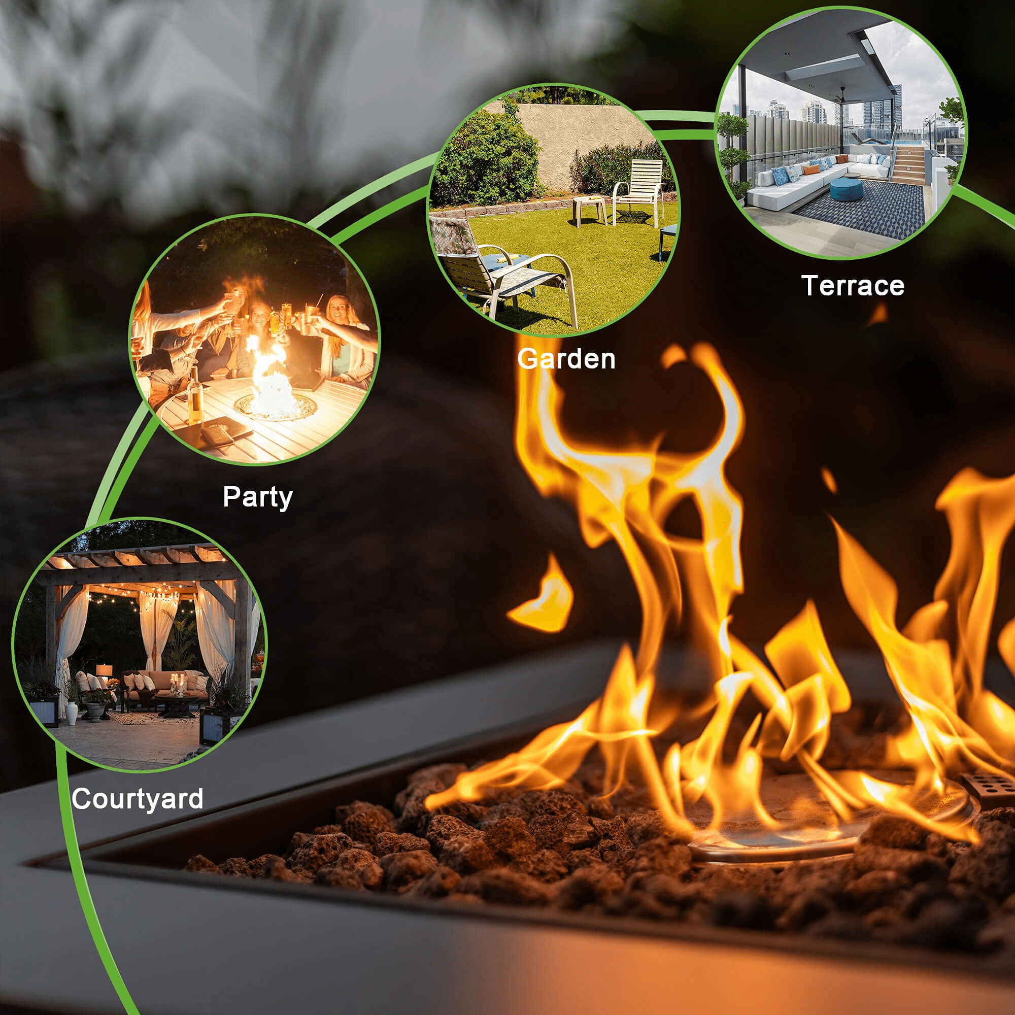 Aimee Lii 28" Propane Fire Pits Table, 50000 BTU Gas Square Outdoor Dinning Firepit Fireplace Dinning Tables with Lid, Lava Stone for Outside Garden Backyard Deck Patio